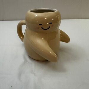 Mainstays Huggable Friend Tan Ceramic 3D Character Coffee Mug Smiling Face New